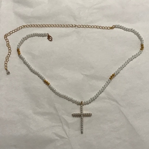 SOLD—Medici Contessina Pearls Gold Renaissance Cross Necklace Handmade Replica - Picture 13 of 16